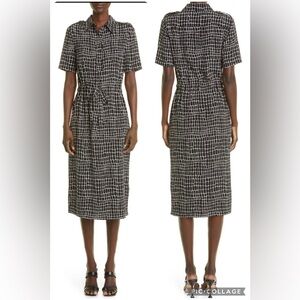 St. John Crocodile Print Crepe De Chine Silk Belted Shirtdress Size S